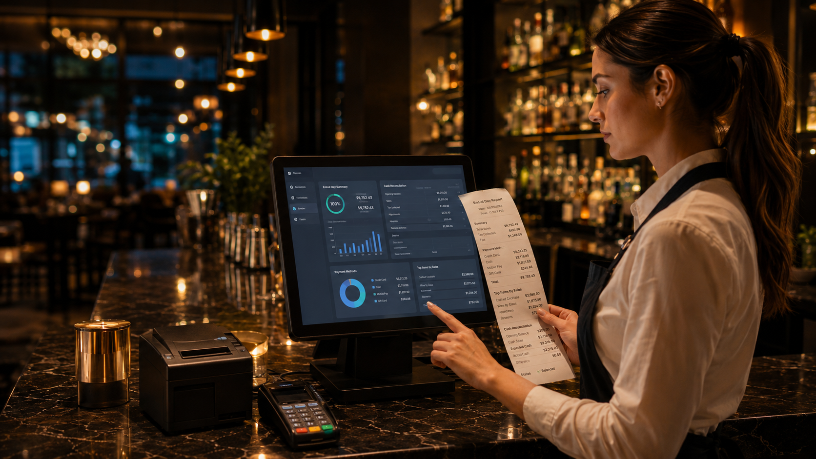 Automazione della fine serata nel ristorante tramite software di gestione punto cassa e chiusura fiscale telematica