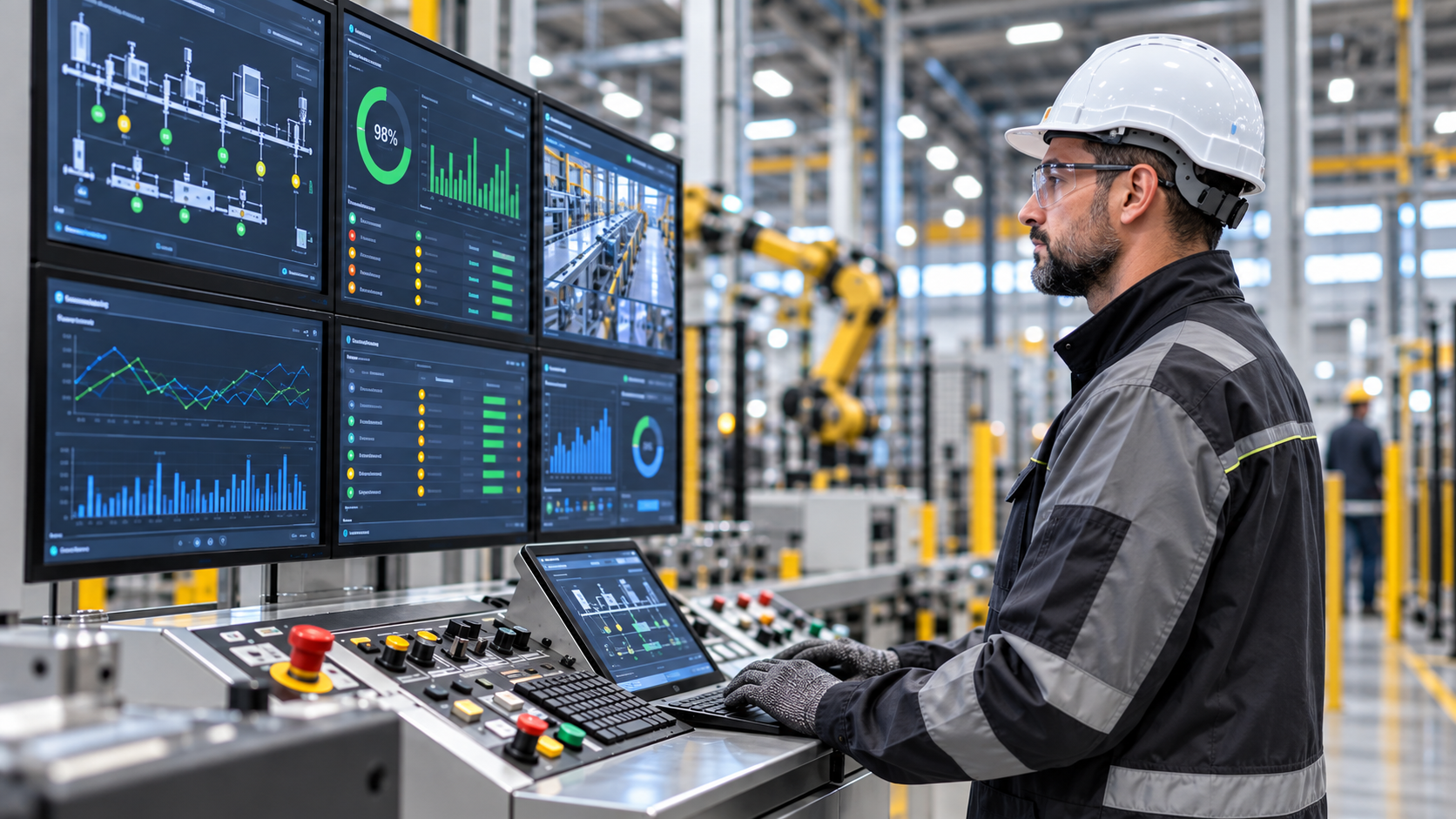 Responsabile Produzione monitora le attività con un software MES